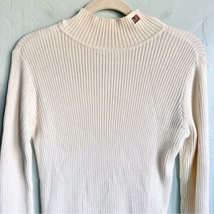 Vintage Ralph Lauren Women’s Preppy Coastal Cream Flag Ribbed Sweater Medium